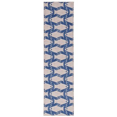 Wiplove Ivory And Blue 2X8 Washable Area Rug