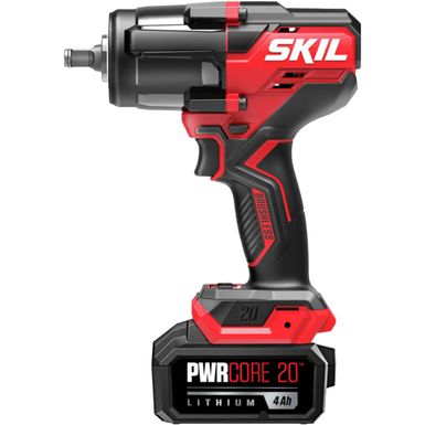 SKIL PWR CORE 20 Brushless 20V 1/2 In. Mid-Torque Impact Wrench Kit - Black/Red