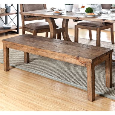 Liston Wood Dining Bench in Rustic Pine