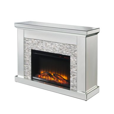 ACME Laksha Fireplace, Mirrored & Stone