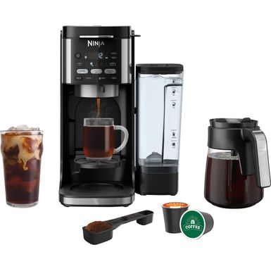 Ninja - DualBrew Hot  Iced Coffee Maker Single-Serve compatible with K-Cups  12-Cup Drip Coffee Maker - Black/Stainless Steel