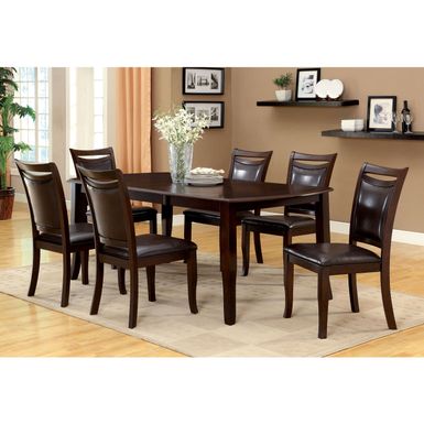 Transitional Wood 7-Piece Dining Set in Dark Cherry and Espresso