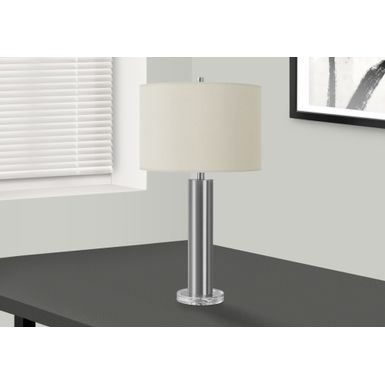 Lighting - 28"H Table Lamp Nickel Metal / Ivory Shade