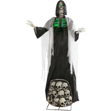 7-Ft. Tall Motion Activated Graveyard Ghoul, Battery-Operated Scary Halloween Prop with Light-Up Eyes and Chest