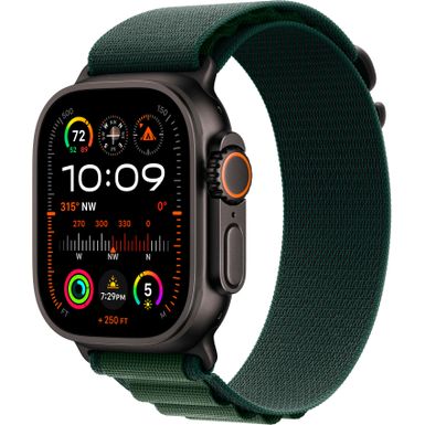 Apple Watch Ultra 2 (GPS+Cellular) 49mm Titanium Case with Dark Green Alpine Loop - Large - Black - (2024)