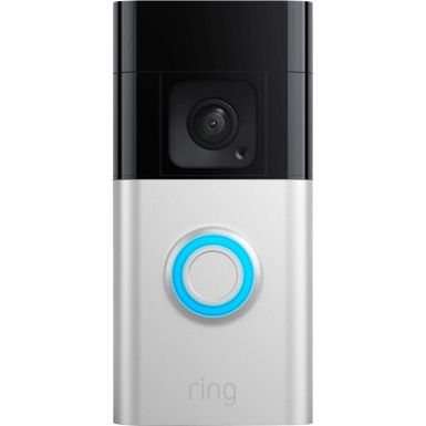 Ring - Battery Doorbell Plus Smart Wifi Video Doorbell Battery Operated with Head-to-Toe View - Satin Nickel