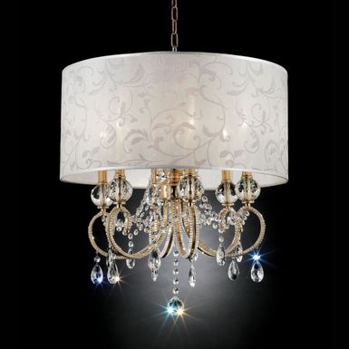 Traditional Metal and Crystal Ceiling Lamp in Gold