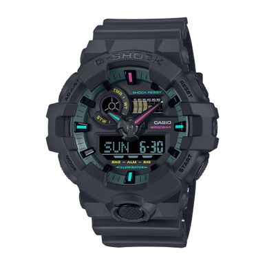 Men's GA-700 Big Case Ana/Digi Black Resin Watch w/ Fluorescent Accents