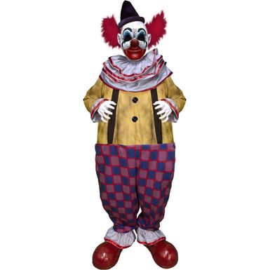 Motion-Activated Startling Arms Clown by Tekky, Premium Talking Halloween Animatronic, Plug-In or Battery