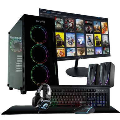 Periphio Terra Gaming PC Computer | AMD Ryzen 5 5600G | Radeon Vega 7 Graphics | 1TB Solid State (SSD) | 16GB DDR4 RAM | Windows 11 | RGB Battlestation Gaming Bundle