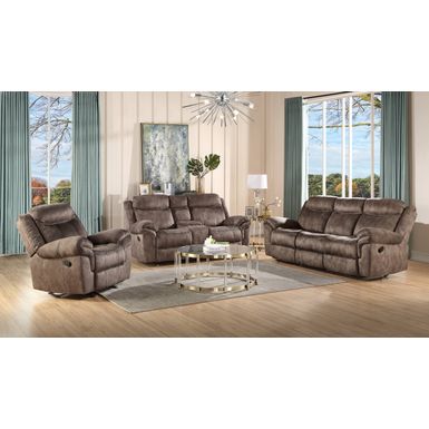 ACME Zubaida Motion Sofa & Console w/USB, Two Tone Chocolate Velvet