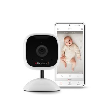 Masimo - Stork Camera Baby Monitor with QHD-Capable Video Streaming, Two-Way Audio, and Remote Tracking via Stork App - White