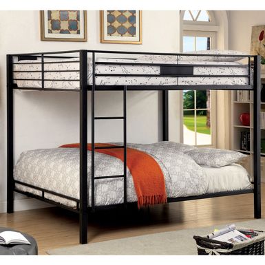 Contemporary Metal Queen over Queen Bunk Bed in Black