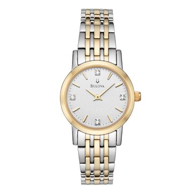 Bulova  - Womens Classic Two-Tone Diamond Watch White-Silver Dial