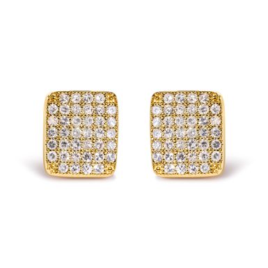 14K Yellow Gold 1/2 Cttw Diamond Square Shaped Composite Cluster Stud  Earrings (I-J Color, I1-I2 Clarity)