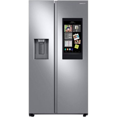 Samsung - 26.7 cu. ft. Side-by-Side Smart Refrigerator with 21.5" Touch-Screen Family Hub - Stainless Steel