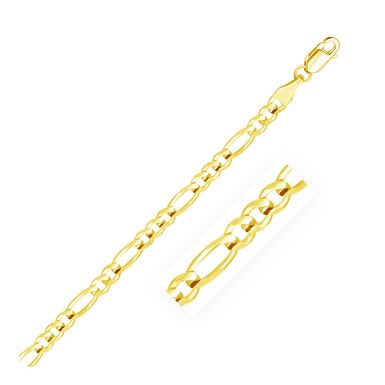 4.5mm 14k Yellow Gold Solid Figaro Bracelet (8 Inch)