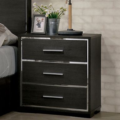 Contemporary Wood 3-Drawer Nightstand in Warm Gray