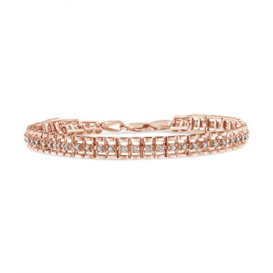 10K Rose Gold Plated .925 Sterling Silver 1/2 Cttw Diamond Double-Link 7" Tennis Bracelet (I-J Color, I3 Clarity)