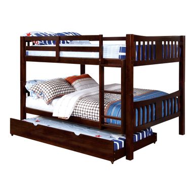 Transitional Wood Full over Full Bunk Bed in Dark Walnut