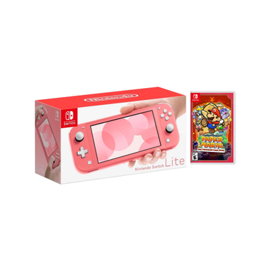 Nintendo Switch Lite Coral + Paper Mario: The Thousand-Year Door Bundle