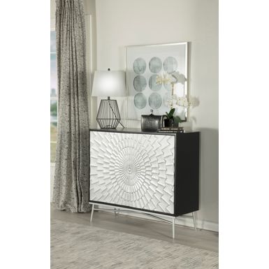 Rectangular 2-door Accent Cabinet Black and Silver