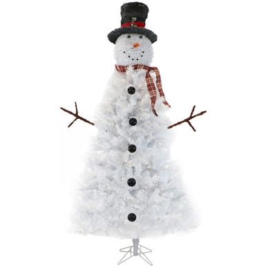 Fraser Hill Farm 7' White Snowman Character Tree - LED Lights