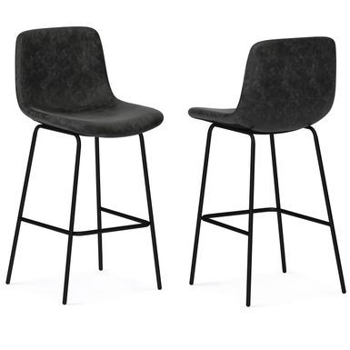 Simpli Home - Jolie Bar Stool (Set of 2) - Distressed Charcoal Grey