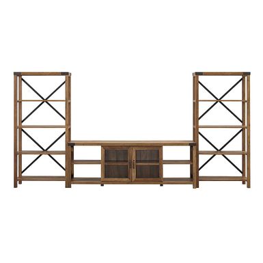 Walker Edison - Modern Farmhouse Wall TV Stand for TV's up to 80 - Rustic Oak