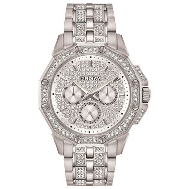 Bulova  - Mens Octava Silver Swarovski Crystal Watch