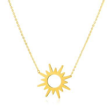 14K Yellow Gold Sunburst Necklace (18 Inch)