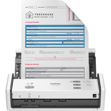 Brother - ADS-1300 Compact Duplex Desktop Scanner with Single Pass Double-Sided Scanning - White