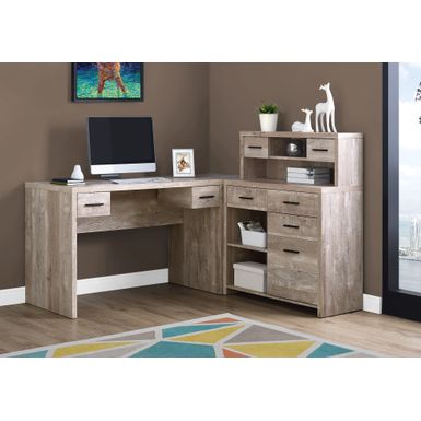 Computer Desk/ Home Office/ Corner/ Left/ Right Set-up/ Storage Drawers/ L Shape/ Work/ Laptop/ Laminate/ Beige/ Contemporary/ Modern