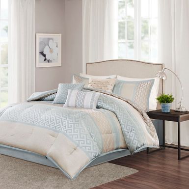 Aqua Bennett 7 Piece Comforter Set, Queen