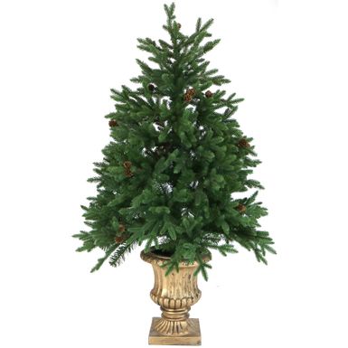 Fraser Hill Farm 4.8' Noble Fir Potted Tree - Multi LED Lights, Battery Box