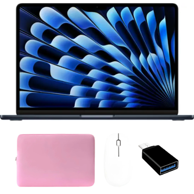 Apple - MacBook Air 13-inch Laptop with Pink Accessory Bundle - M3 chip Built for Apple Intelligence - 8GB Memory - 256GB SSD - Midnight