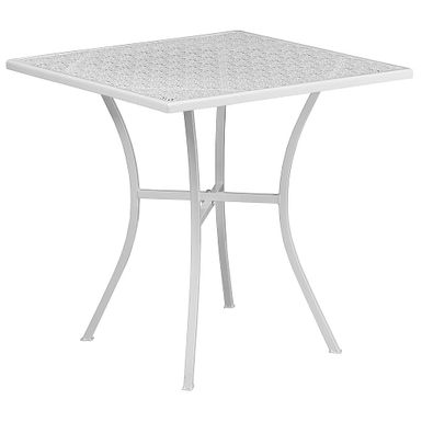 Alamont Home - Oia 28" Square Indoor-Outdoor Steel Patio Table - Restaurant Seating - White