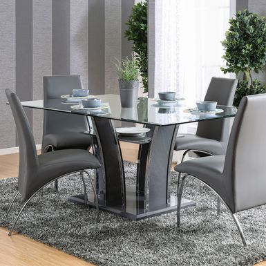 Contemporary Glass Top Dining Table in Gray