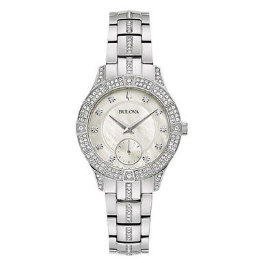 Bulova  - Ladies Phantom Silver Crystal Watch White Mother-of-Pearl Dial