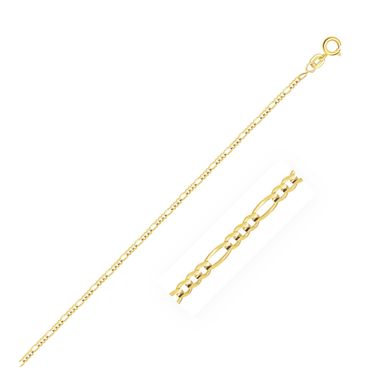 14k Yellow Gold Solid Figaro Chain 1.3mm (18 Inch)