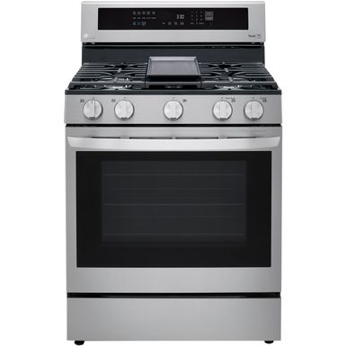 LG 5.8-Cu. Ft. Gas Convection Smart Range with AirFry and InstaView, Stainless Steel