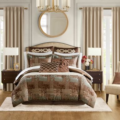 Brown Galleria 4 Piece Brown Comforter Set Cal King