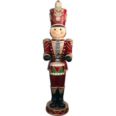 Fraser Hill Farm Indoor/Outdoor Oversized Christmas Decor, 5-Ft. Drummer Boy w/Moving Hands, Music, Timer, and 22 LED Lights