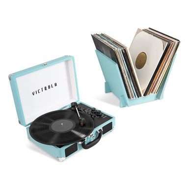 Victrola - Journey+ Bluetooth Suitcase Record Player with Matching Record Stand - Teal