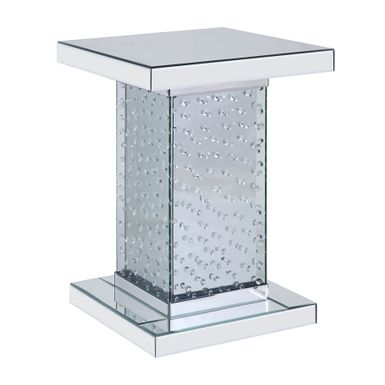 ACME Nysa End Table, Mirrored & Faux Crystals