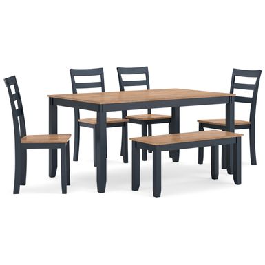 Gesthaven Dining Table with 4 Chairs and Bench (Set of 6)