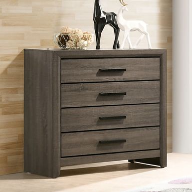 Transitional Solid Wood 4-Drawer Chest in Gray