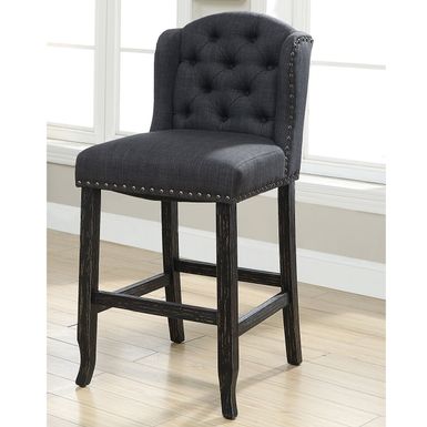 Rustic Fabric Bar Chairs in Antique Black/Gray (Set of 2)