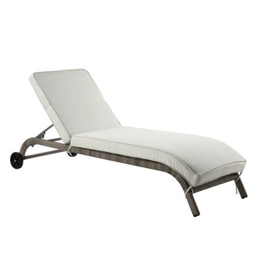 ACME Salena Patio Sun Lounge, Beige Fabric & Gray Finish