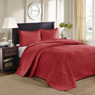 Red Quebec Reversible Bedspread Set Queen